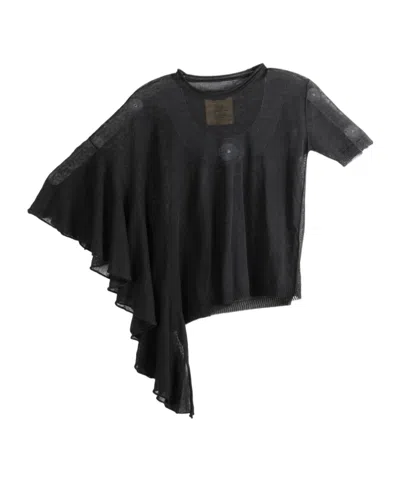 Uma Wang Asymmetric Ruffled T-shirt In Black