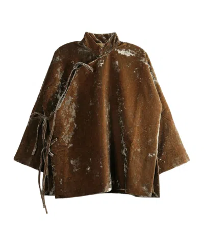 Uma Wang Asymmetric-front Casual Jacket In Brown