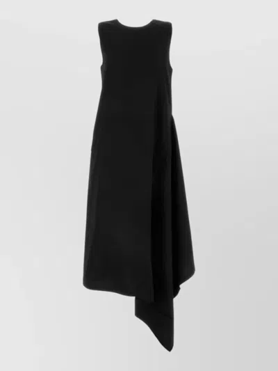 Uma Wang Aura Viscose Blend Midi Asymmetric Dress In Black