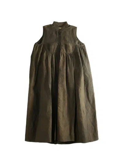 Uma Wang Avaey Gathered Sleeveless Maxi Dress In Brown
