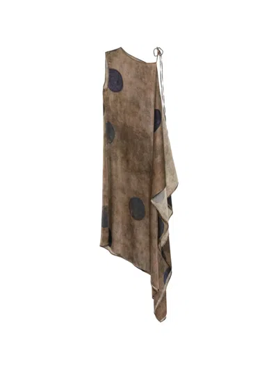Uma Wang Avery Asymmetric Dress In Brown