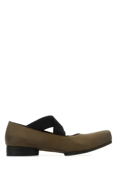 Uma Wang Leather Ballerinas In Green
