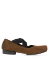 Uma Wang Square-toe Strap-detailed Ballerina Flats In Brown
