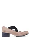 Uma Wang Pink Ballet Flats With Square Toe And Medium Heel In Suede Woman In Neutral