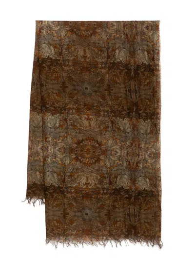 Uma Wang Baroque-print Scarf In Brown