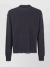Uma Wang Basic Crew Neck Sweater With Distressed Hem In Blue