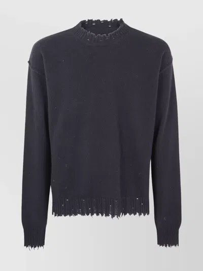 UMA WANG BASIC CREW NECK SWEATER WITH DISTRESSED HEM