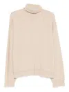 Uma Wang Ribbed Turtleneck Cashmere Sweater With Fringed Finish In Neutral