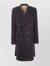 Uma Wang Belted Back Textured Double-breasted Lapel Coat In Purple