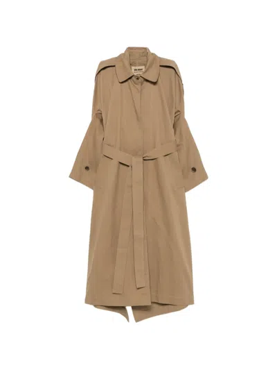 Uma Wang Belted Trench Coat In Brown