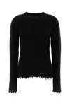 Uma Wang Ribbed Frayed Cashmere Sweater In Black