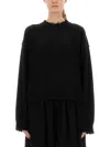 Uma Wang Black Cashmere Sweater With Frayed Details And Relaxed Fit In Black