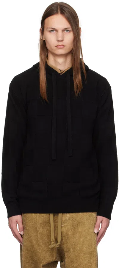 Uma Wang Black Check Hoodie In Uw900 Black