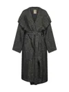 Uma Wang Black Chevron Pitti Coat With Hood In Gray