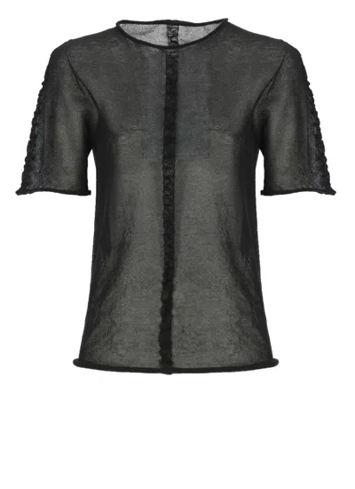 UMA WANG BLACK COTTON T-SHIRT