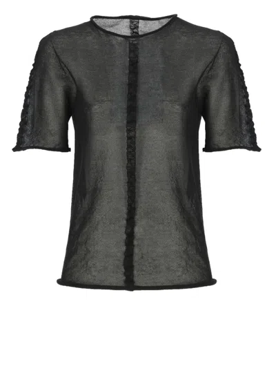 UMA WANG UMA WANG BLACK COTTON T-SHIRT