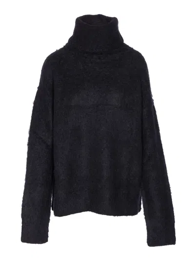 UMA WANG BLACK HIGH NECK SWEATER