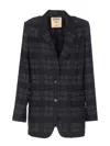Uma Wang Long Blazer With Notched Lapels And Pockets In Black