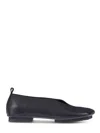 Uma Wang Black Leather Ballet Flats With Textured Sole In Black