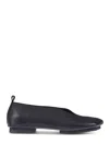 Uma Wang Black Leather Ballet Flats With Textured Sole In Blue