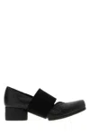 Uma Wang Elasticated-band Grainy-leather Ballet Flats In Black