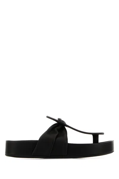 Uma Wang Black Leather Thong Slippers