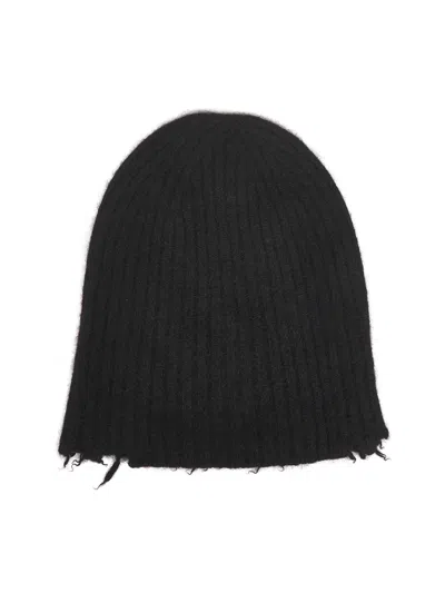 Uma Wang Black Ribbed Cashmere Knit Soft Beanie