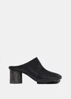Uma Wang Block-heel Leather Mules In Black