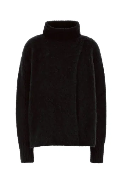 Uma Wang Black Stretch Alpaca Blend Sweater