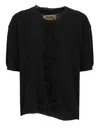 Uma Wang Black Sweater With Fringes In Black