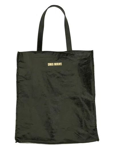 Uma Wang Black Tote Bag With Crinkled Texture In Brown