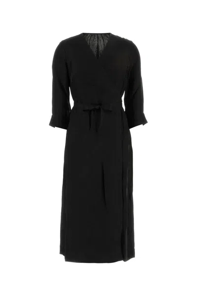 Uma Wang Anthea Wrap Dress Viscose Blend Midi In Black