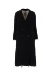 Uma Wang Long Double-breasted Wool Blend Coat In Black
