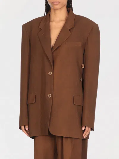 UMA WANG BLAZER UMA WANG WOMAN COLOR BROWN,H01347032