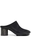 Uma Wang Block-heel Leather Mules In Black