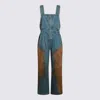 Uma Wang Blue And Brown Cotton Jumpsuit In Blue/brown