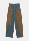 Uma Wang Belt-loop Jeans In Blue/brown
