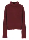 Uma Wang High Neck Top In Burgundy