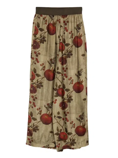 UMA WANG BOTANICAL PRINT WIDE-LEG TROUSERS WITH RELAXED FIT