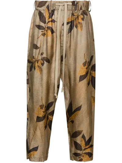 Uma Wang Branches-printed Tapered Trousers In Neutrals