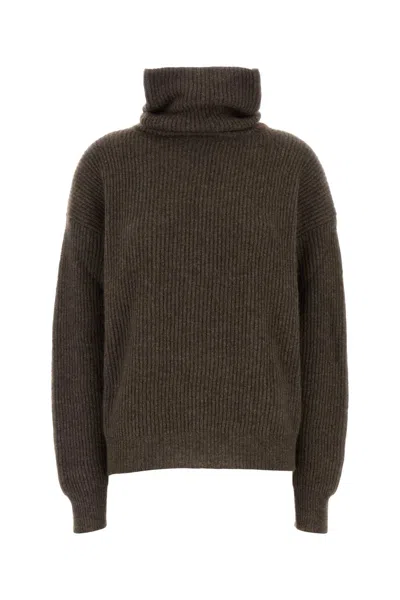 Uma Wang Turtleneck Relaxed Fit Wool Sweater In Brown