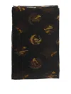 Uma Wang Abstract Patterned Lightweight Sheer Rectangular Scarf In Brown