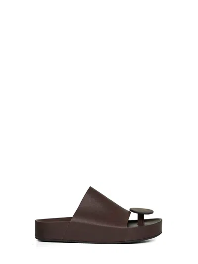 Uma Wang Brown Leather Round Thong Sandals