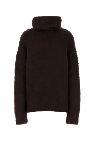 UMA WANG BROWN STRETCH ALPACA BLEND SWEATER