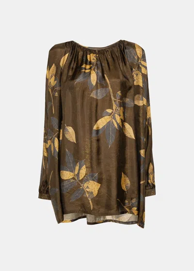 Uma Wang Tammy Motif-print Blouse In Brown/tan