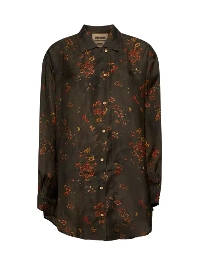 Uma Wang Brown Twill Tyesha Printed Shirt
