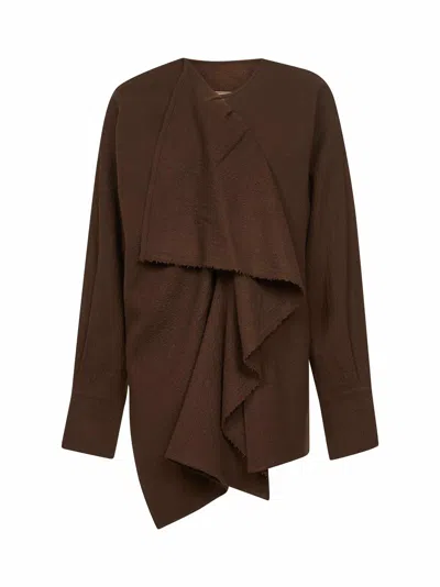 Uma Wang Brown Virgin Wool Frontera Canvas Blouse
