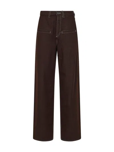Uma Wang Casual Trousers With Belt Loops In Brown