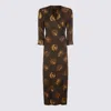 Uma Wang Abstract Pattern Dress Belted Waist In Brown