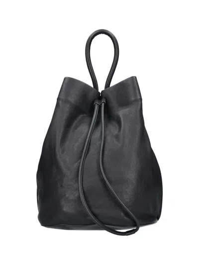 Uma Wang Bucket Bag In Lamb Leather In Black
